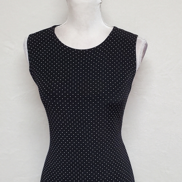 VINTAGE Ronni Nicole Black Swiss Dot Sleeveless Maxi Dress Cropped Blouse Set 12 - Picture 9 of 16
